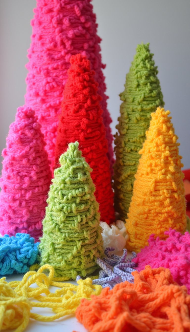 11. Yarn-Wrapped Bottlebrush Trees
