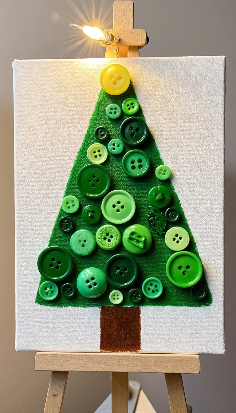 26. Button Christmas Tree Canvas