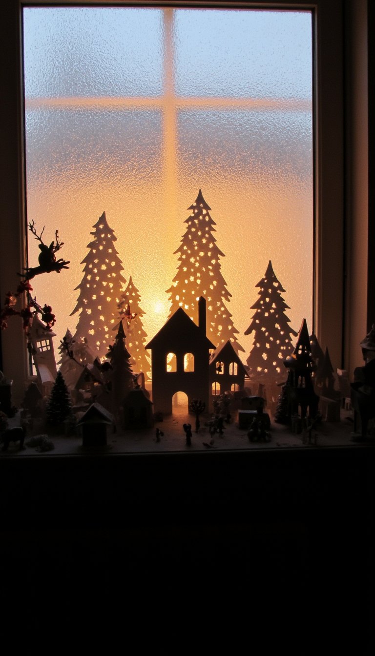 3. A Charming Christmas Village Silhouette