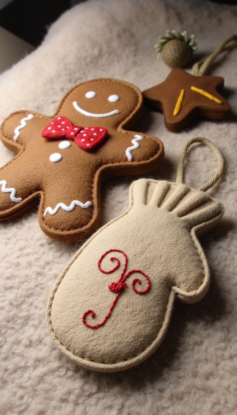 11. Embroidered Felt Ornaments