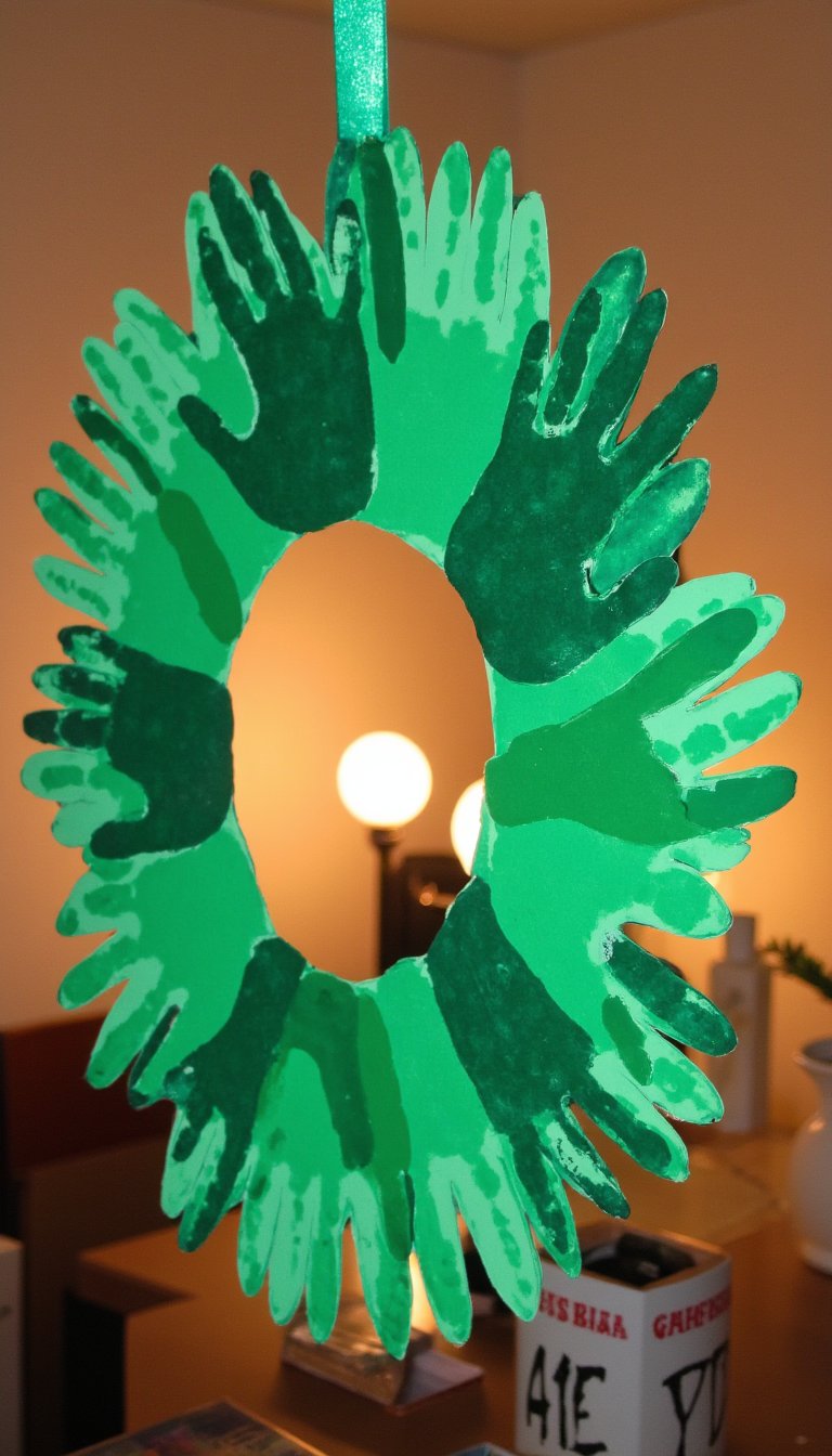 28. A Collaborative Family Handprint Wreath