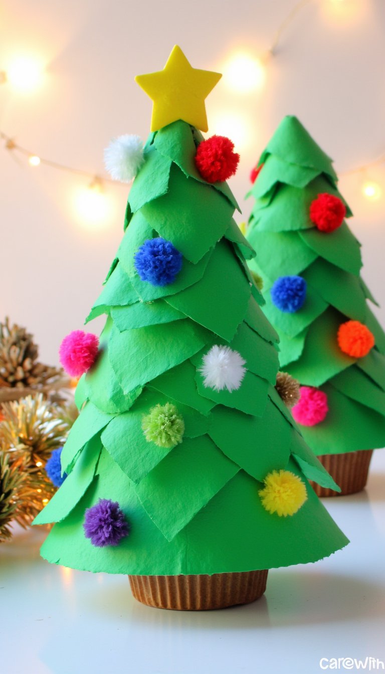 14. Cupcake Liner Pom-Pom Tree