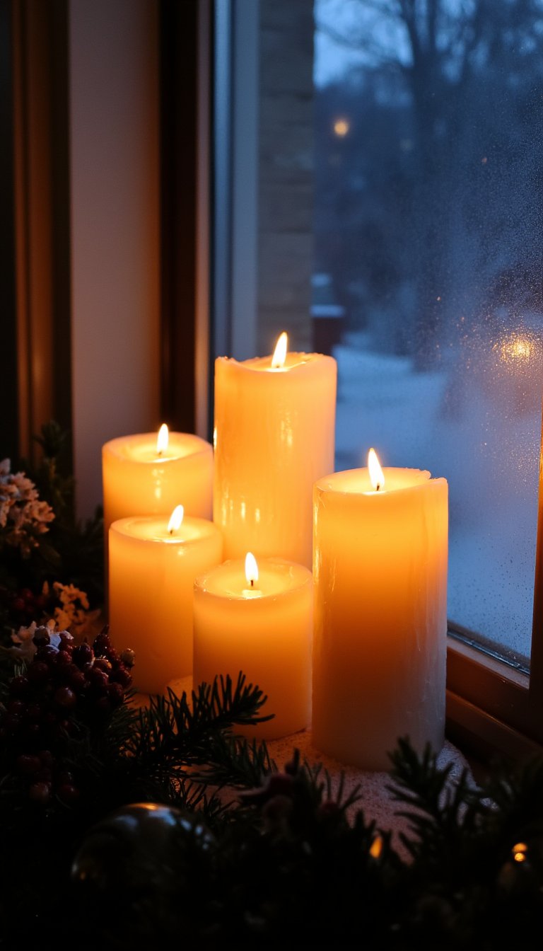 8. Floating LED Candles in the Window