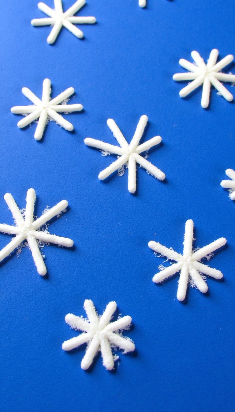9. Q-Tip Snowflakes