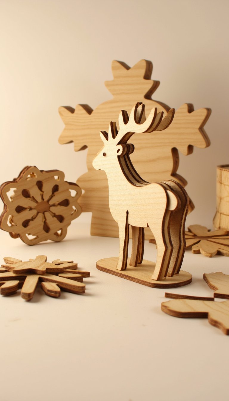 14. Puzzle-Style Wood Ornaments