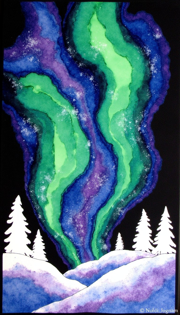 15. Northern Lights Watercolor Resist