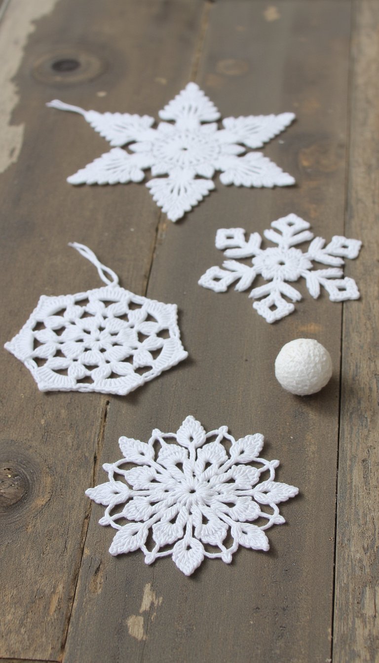 11. Crocheted Snowflakes