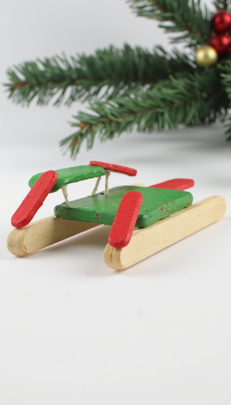 14. Popsicle Stick Sled Ornaments