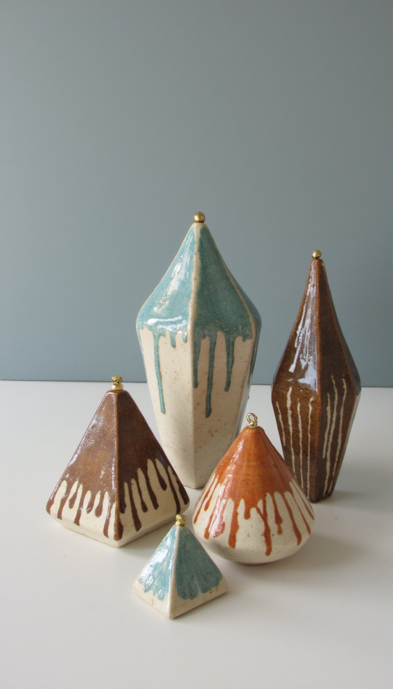 10. Geometric Glazed Ornaments