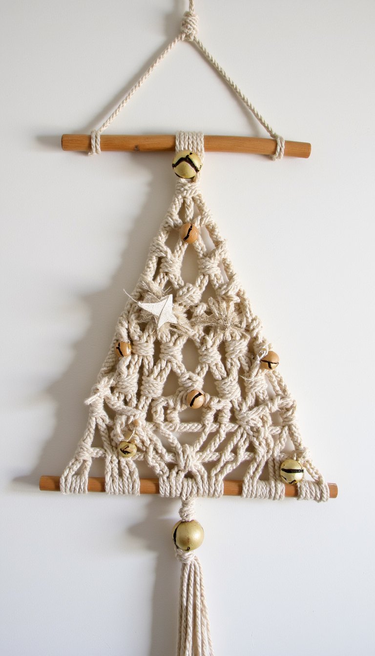13. Macrame Christmas Tree Wall Hanging