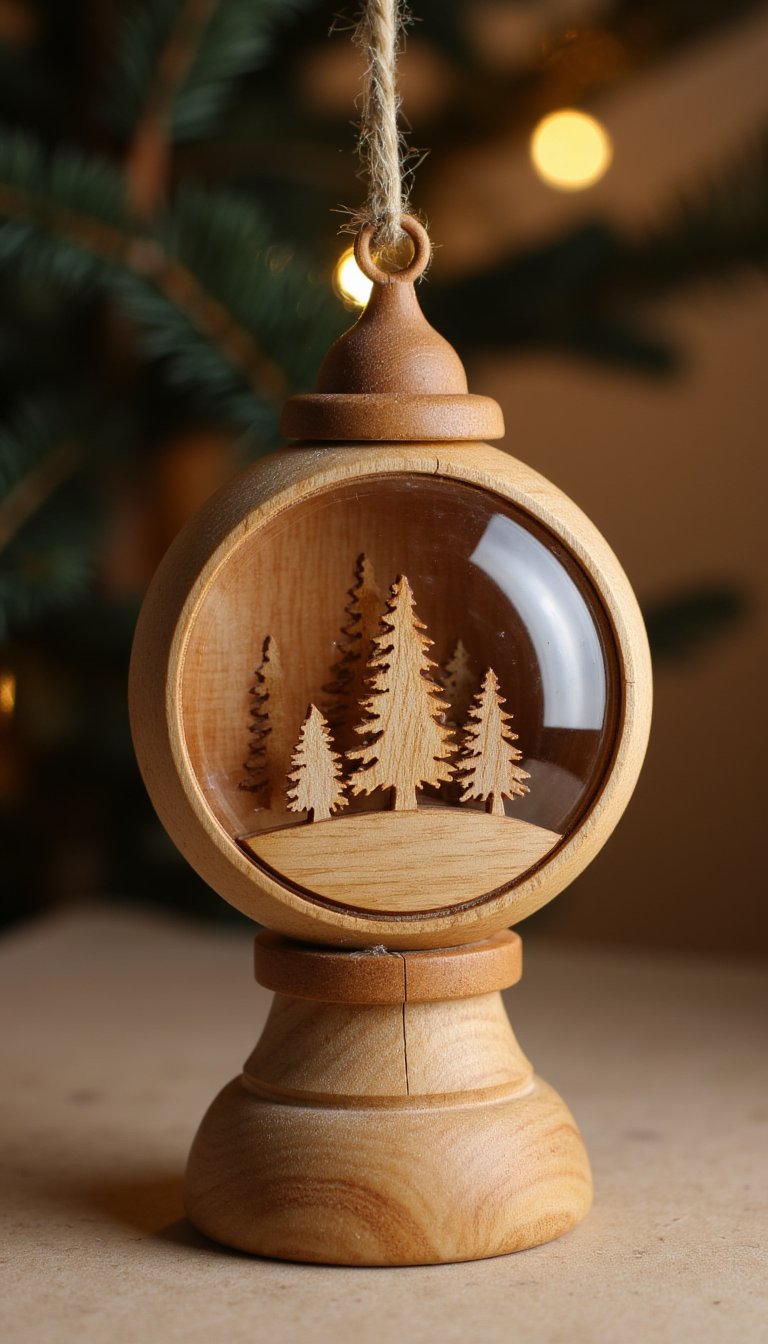 19. Wood Globe with a Winter Scene