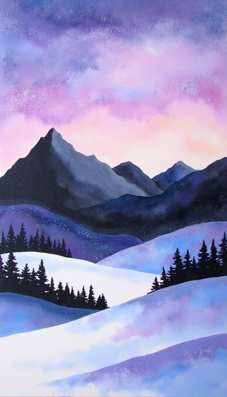 16. Chalk Pastel Winter Landscapes