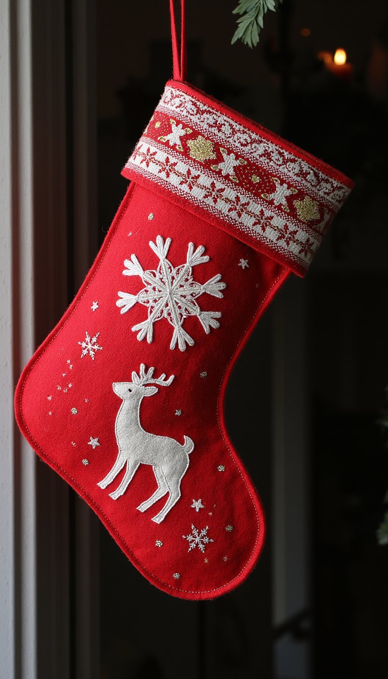 4. Hand-Embroidered Felt Stockings