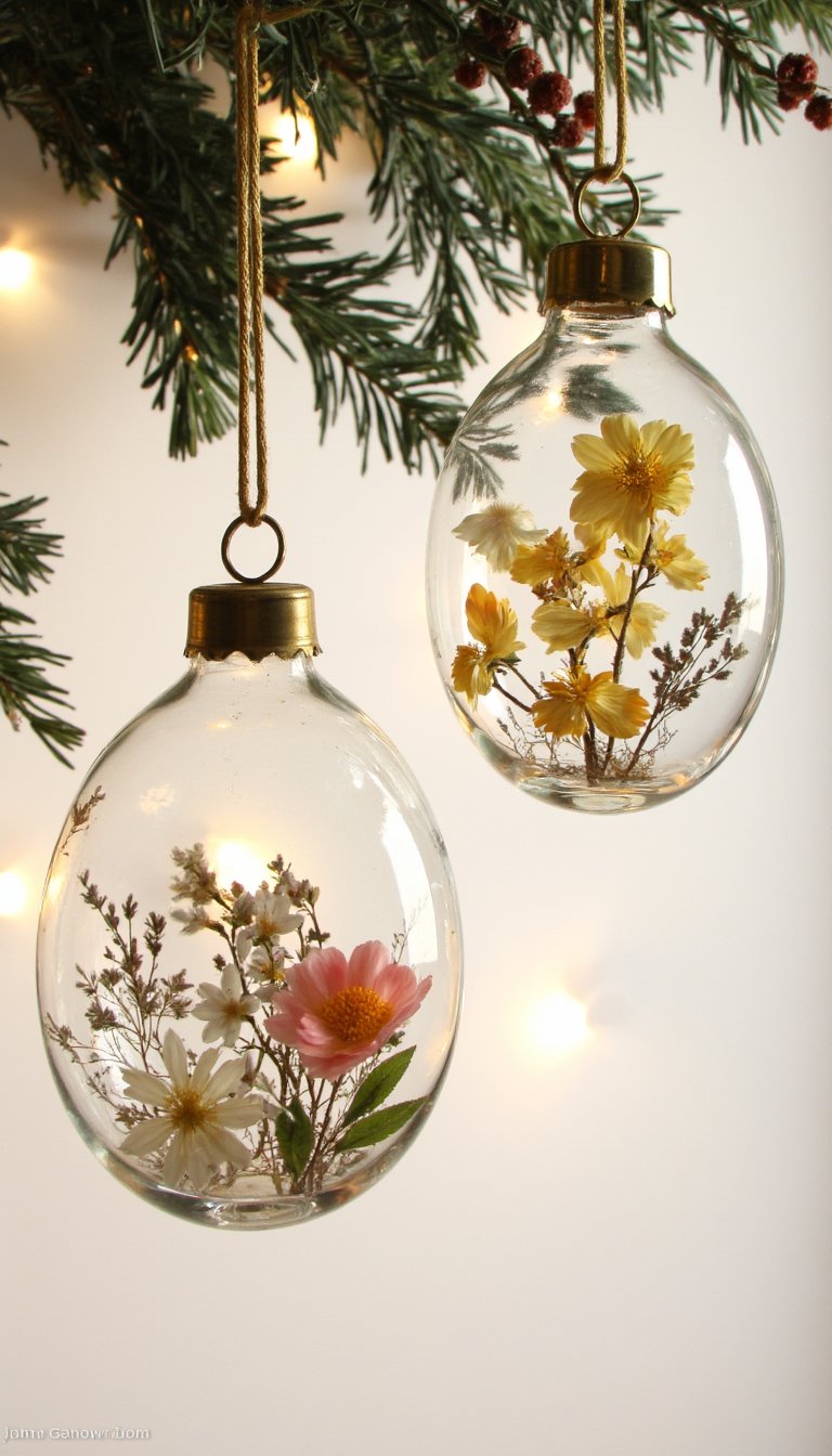 12. Pressed Flower Glass Ornaments