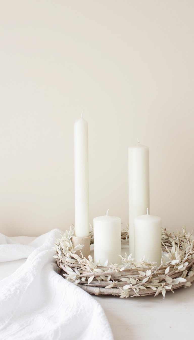 8. Minimalist White and Birch Advent Wreath DIY
