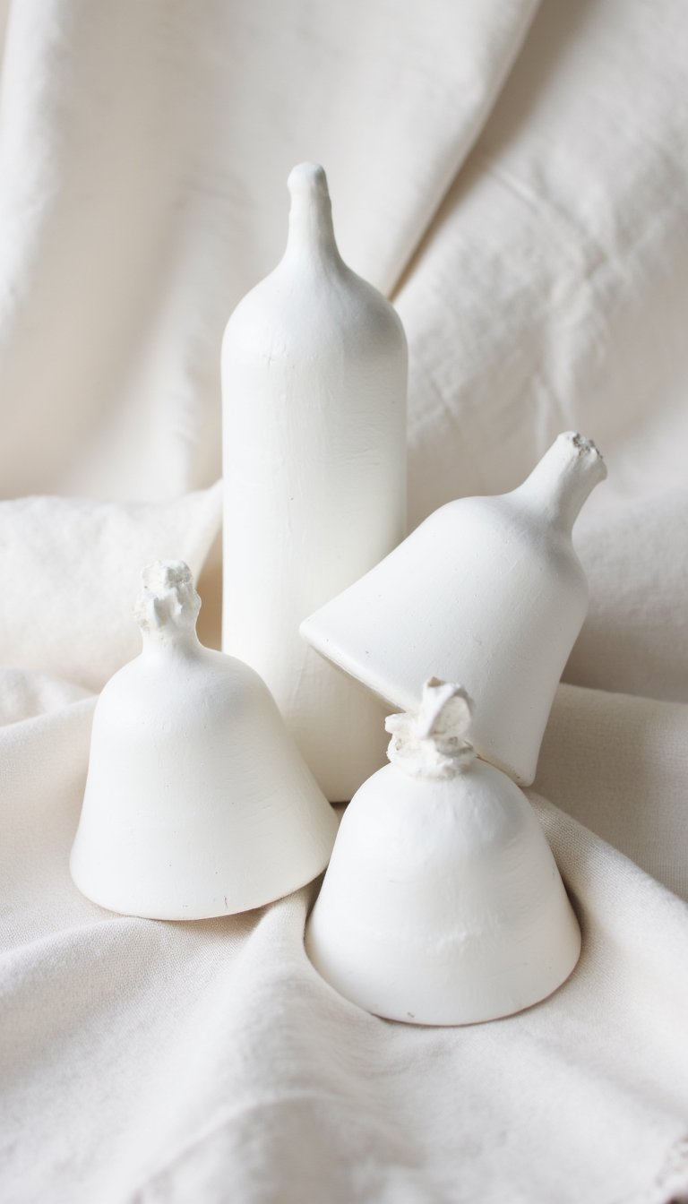 16. Simple Whitewashed Clay Bells