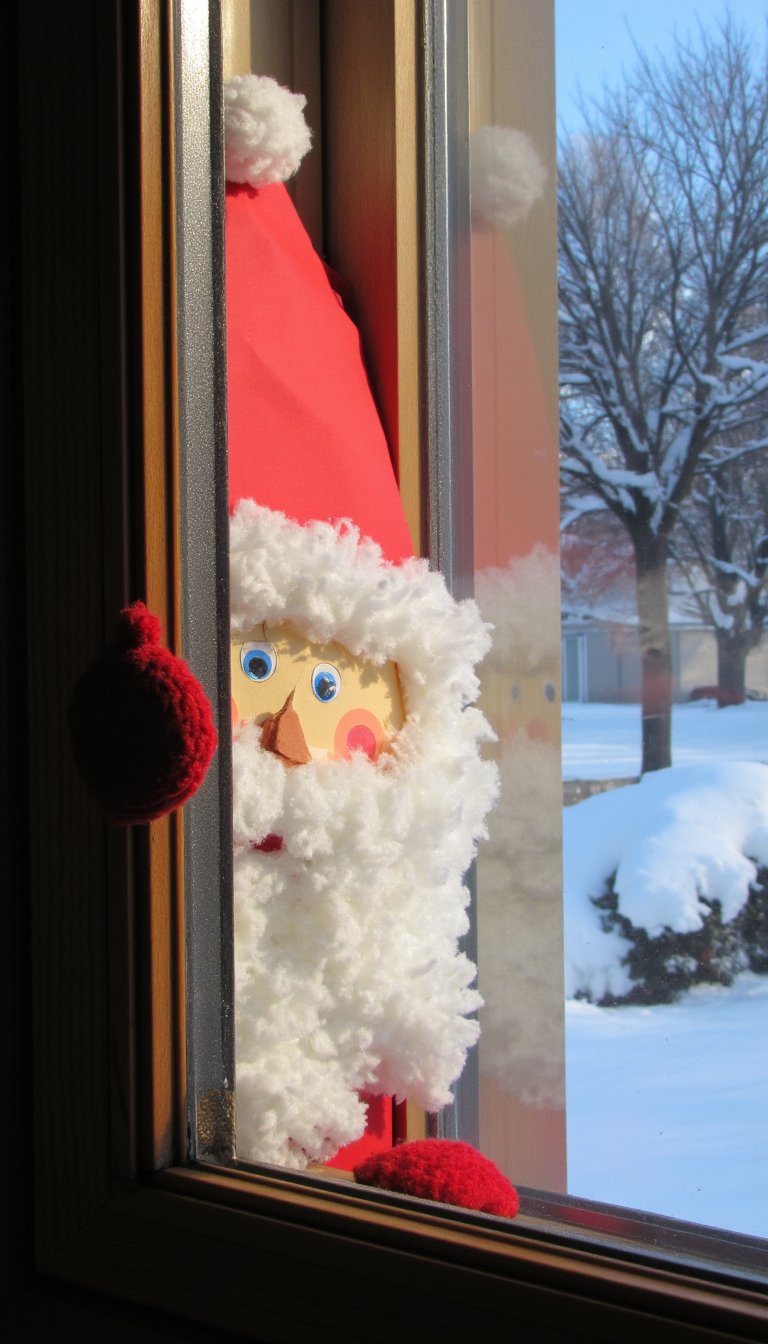 9. A Playful Peeking Santa Claus