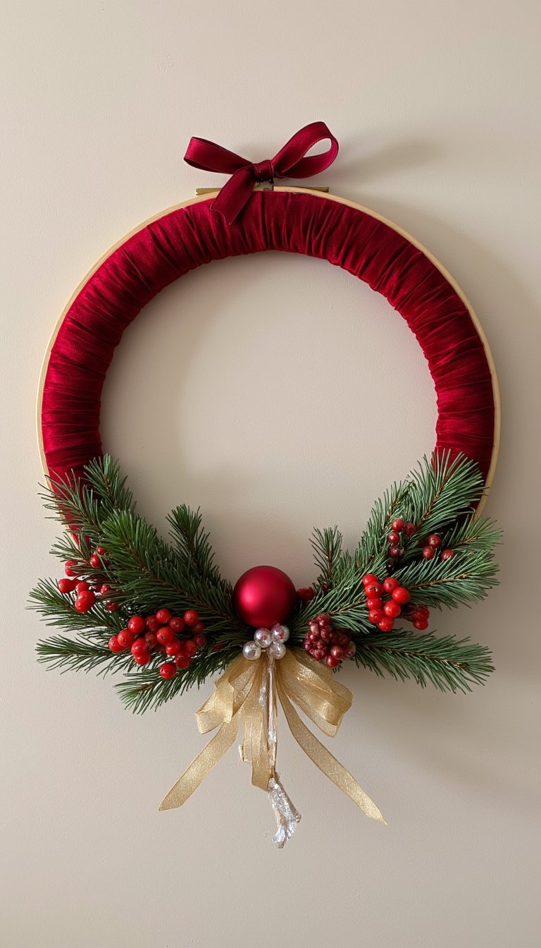 7. Embroidery Hoop Wreath