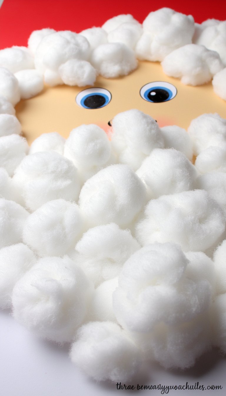 9. Cotton Ball Santa Beard