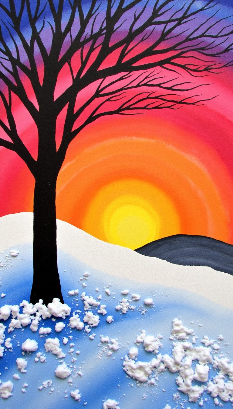 8. Snowy Day Tree Silhouettes