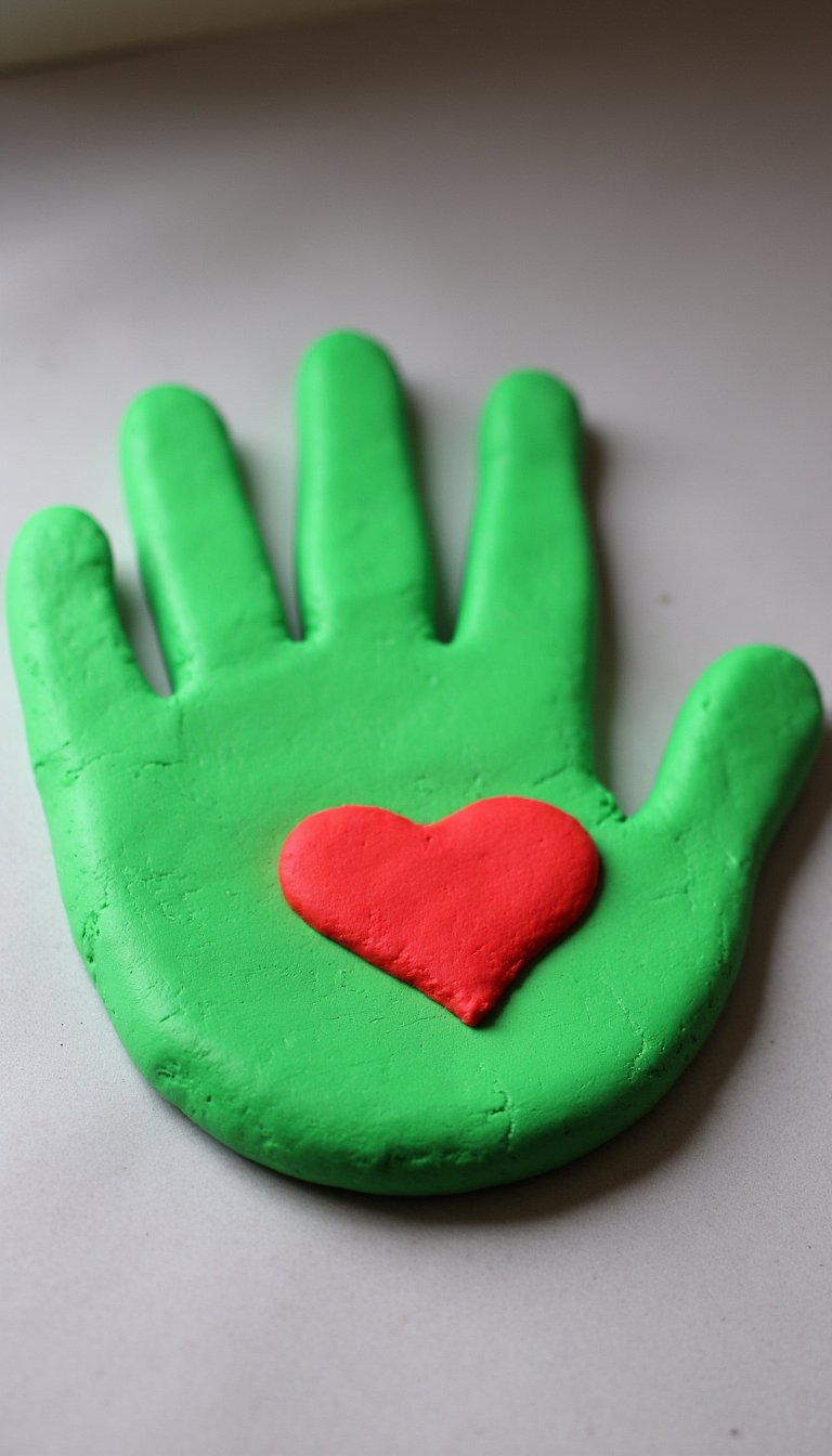 6. Salt Dough Grinch Handprint Keepsake