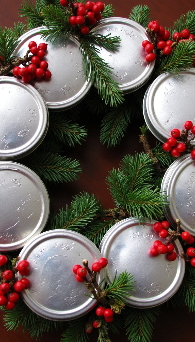 12. Mason Jar Lid Wreath
