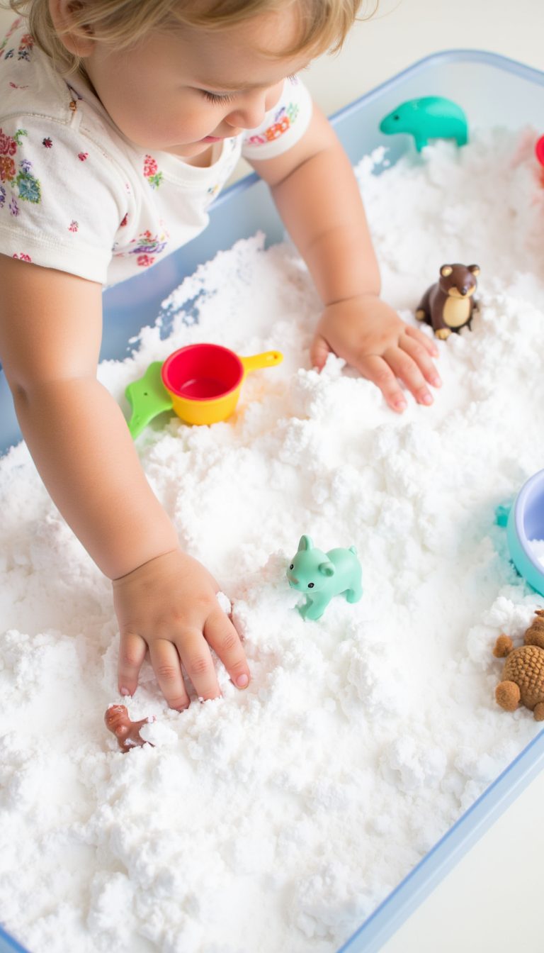 3. DIY "Snow" Sensory Bin