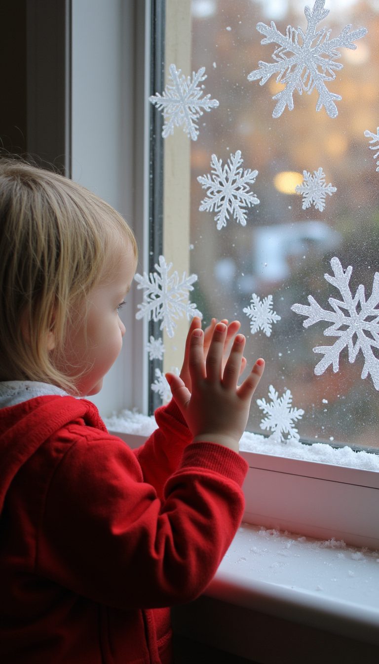 2. Sparkly Snowflake Window Clings