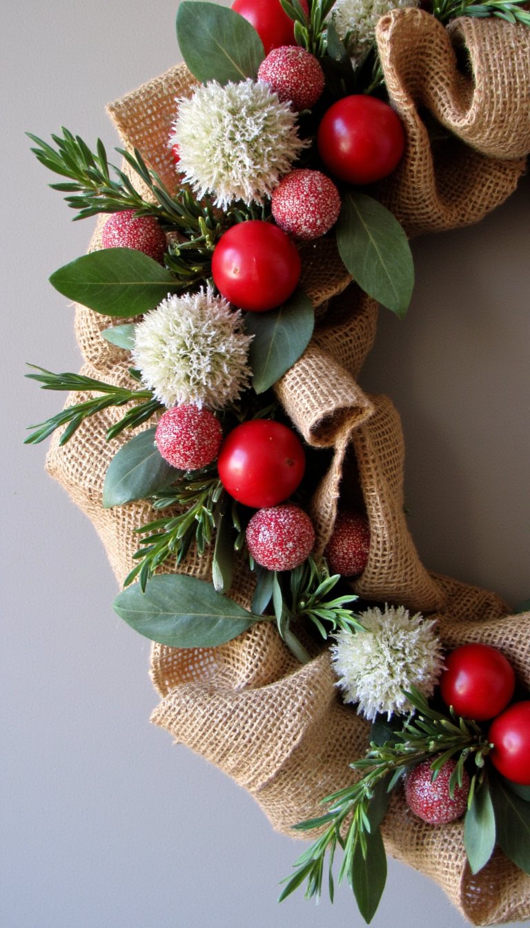 2. Rustic Burlap & Berry Wreath