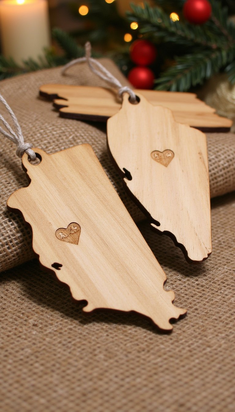 2. Laser-Cut State Ornaments