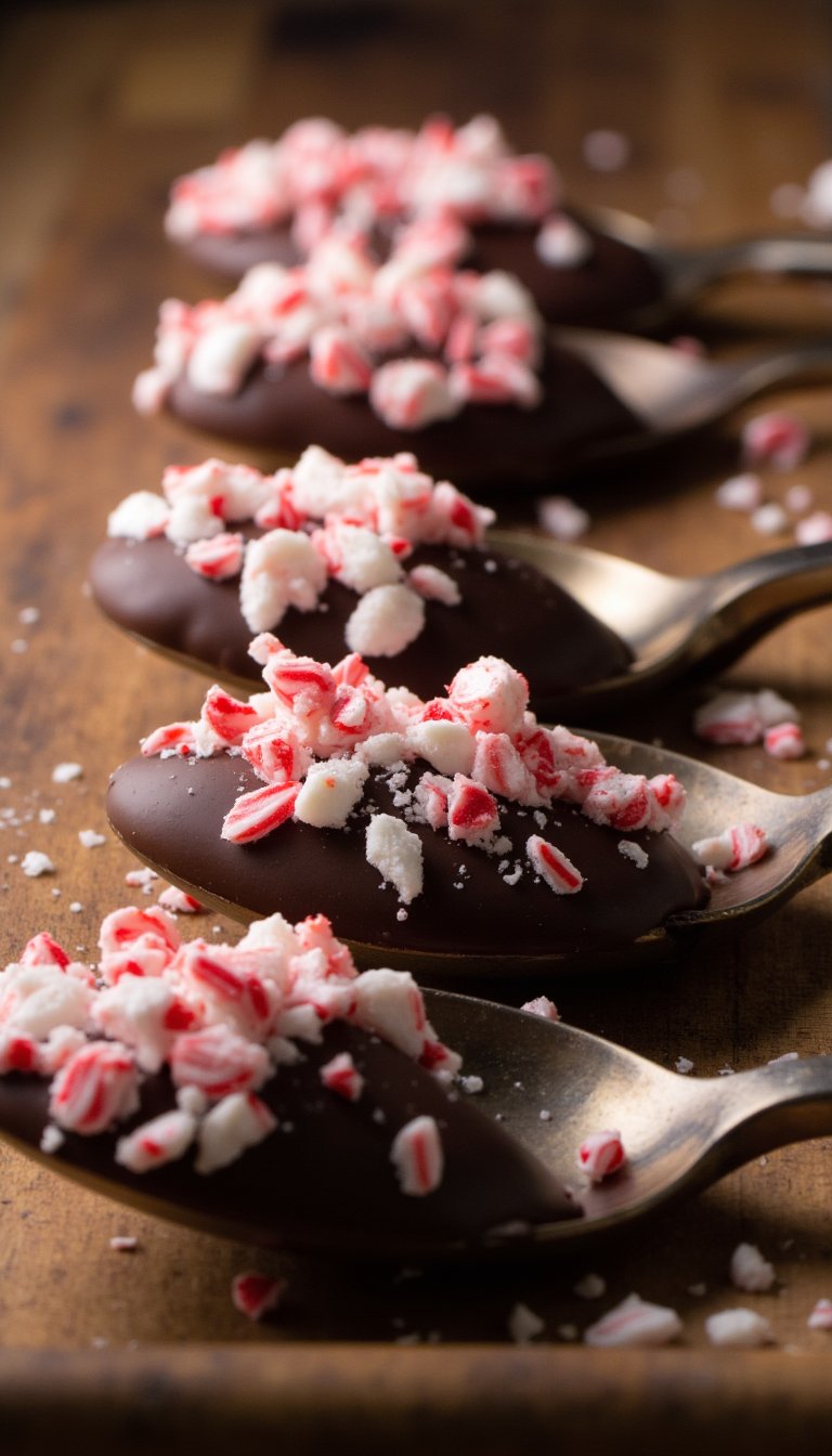 16. Candy Cane Hot Chocolate Spoons
