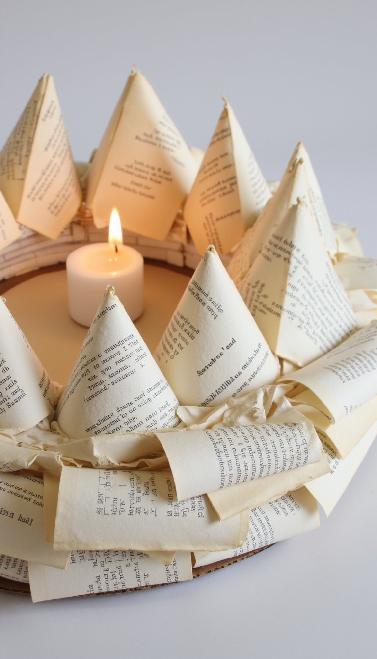 6. Upcycled Book Page Advent Wreath DIY
