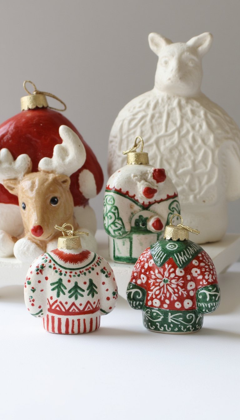 6. Hand-Painted Christmas Sweater Ornaments