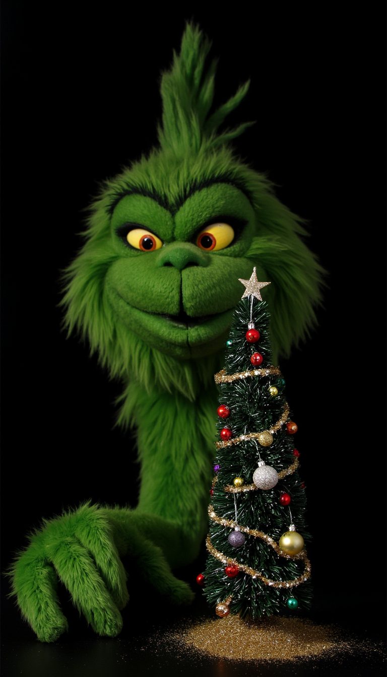 7. Grinch Hand "Stealing the Tree" Centerpiece