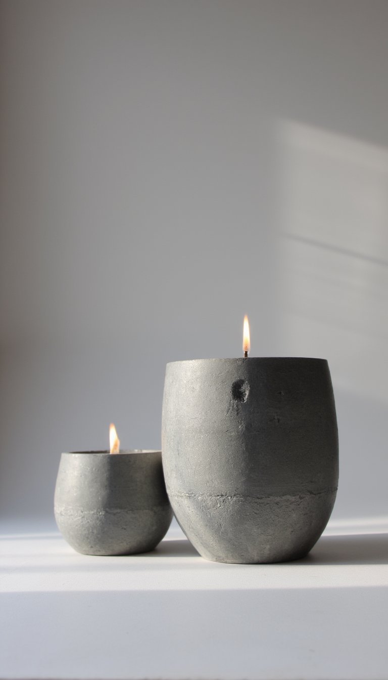 12. Hand-Poured Concrete Candles
