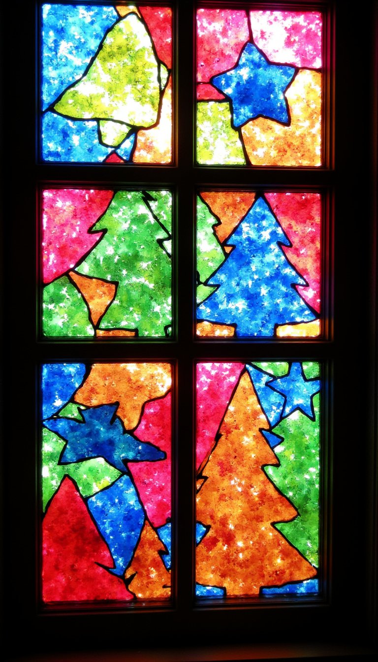 10. Stained-Glass Effect with Tissue Paper