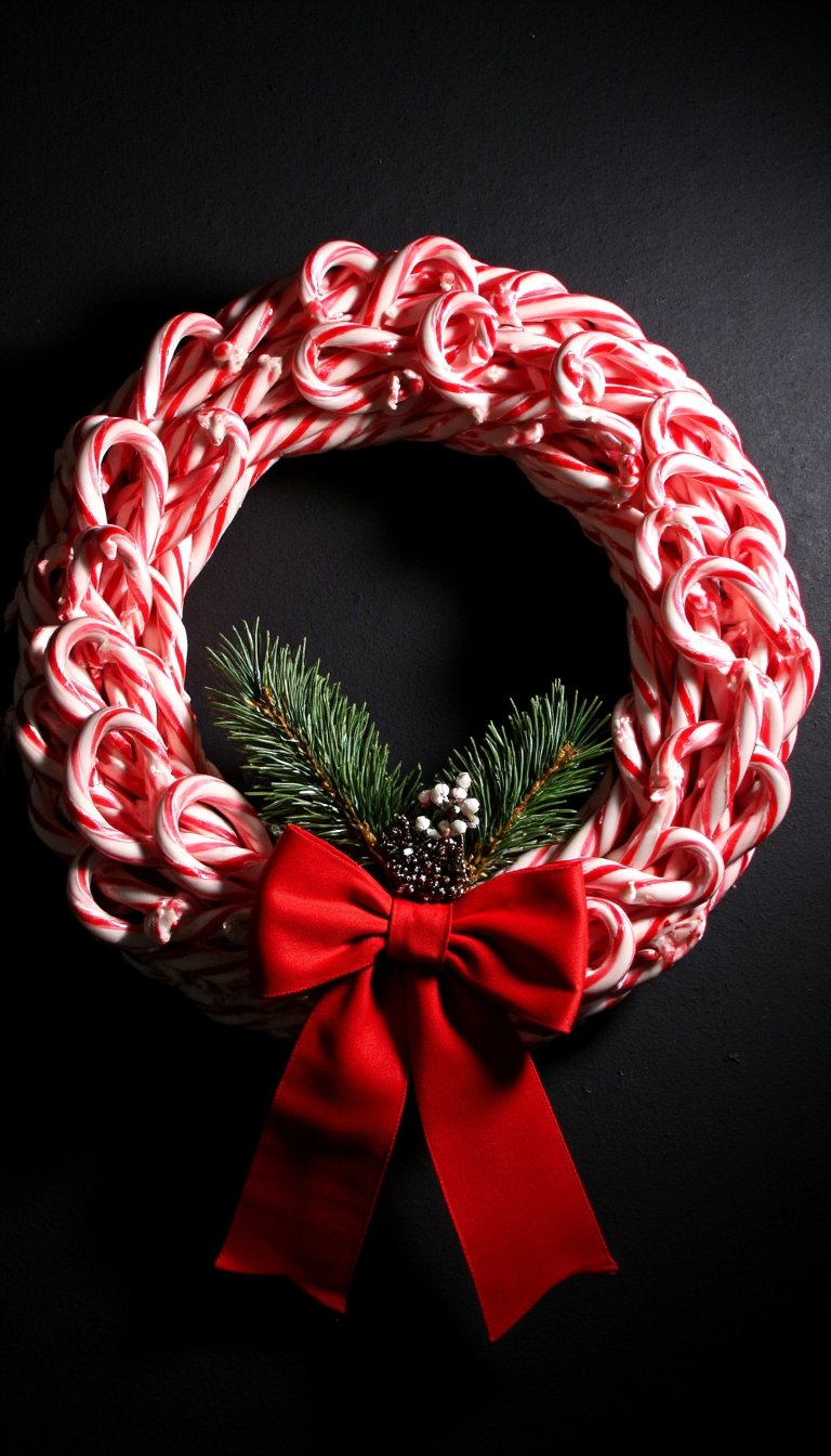 12. Peppermint Candy Cane Wreath