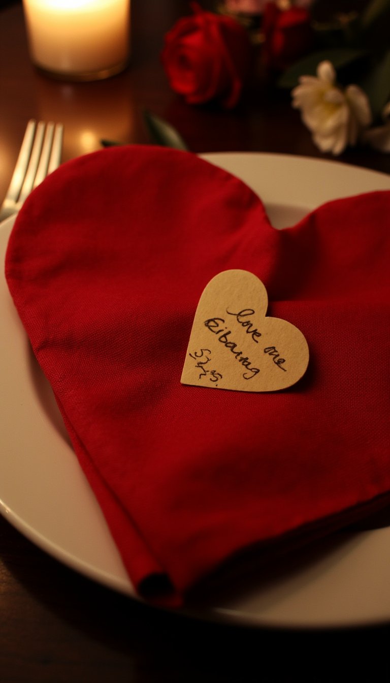 12. Heart-Shaped Napkin Folds