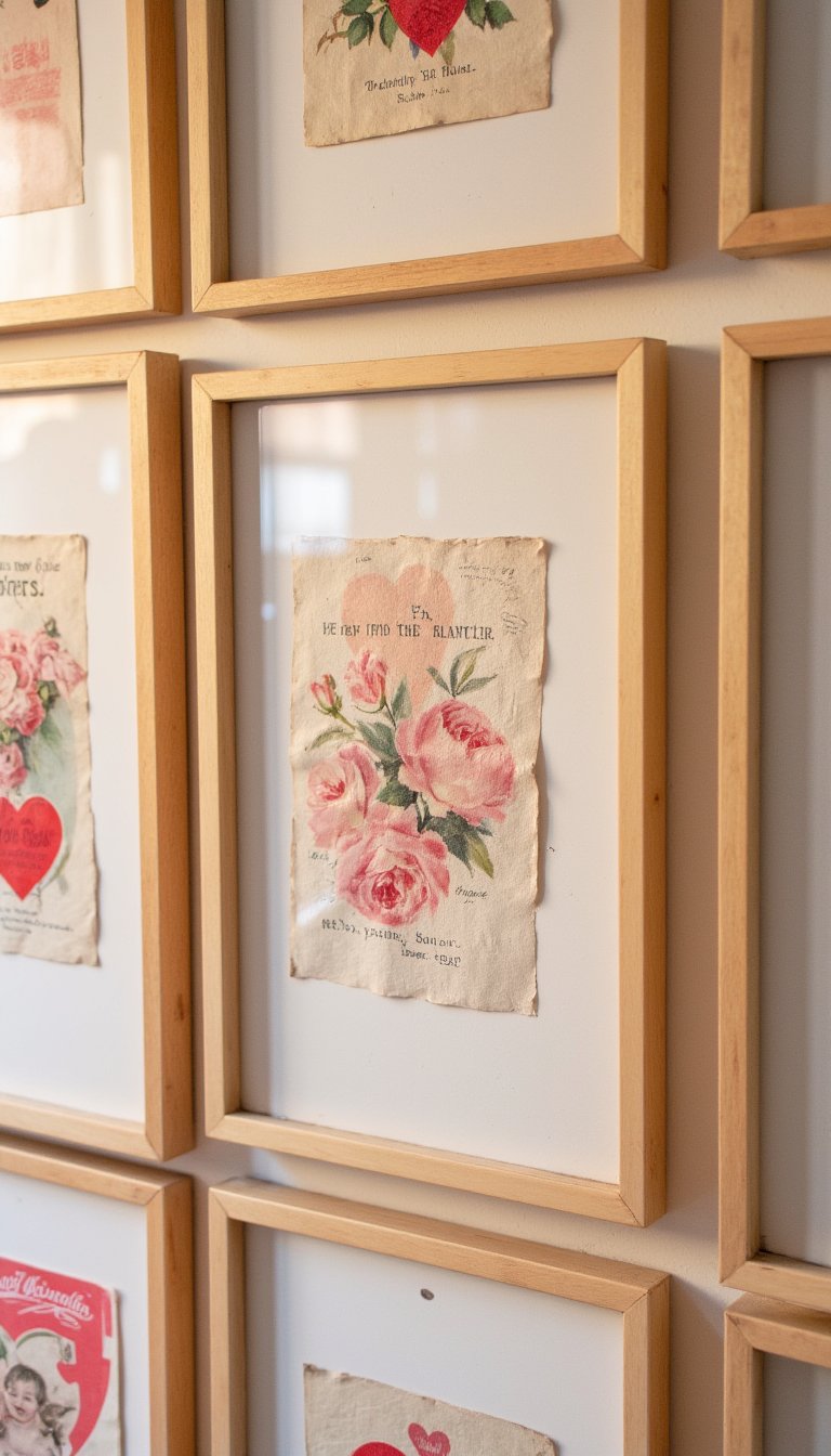 22. A Gallery Wall of Vintage Love Postcards