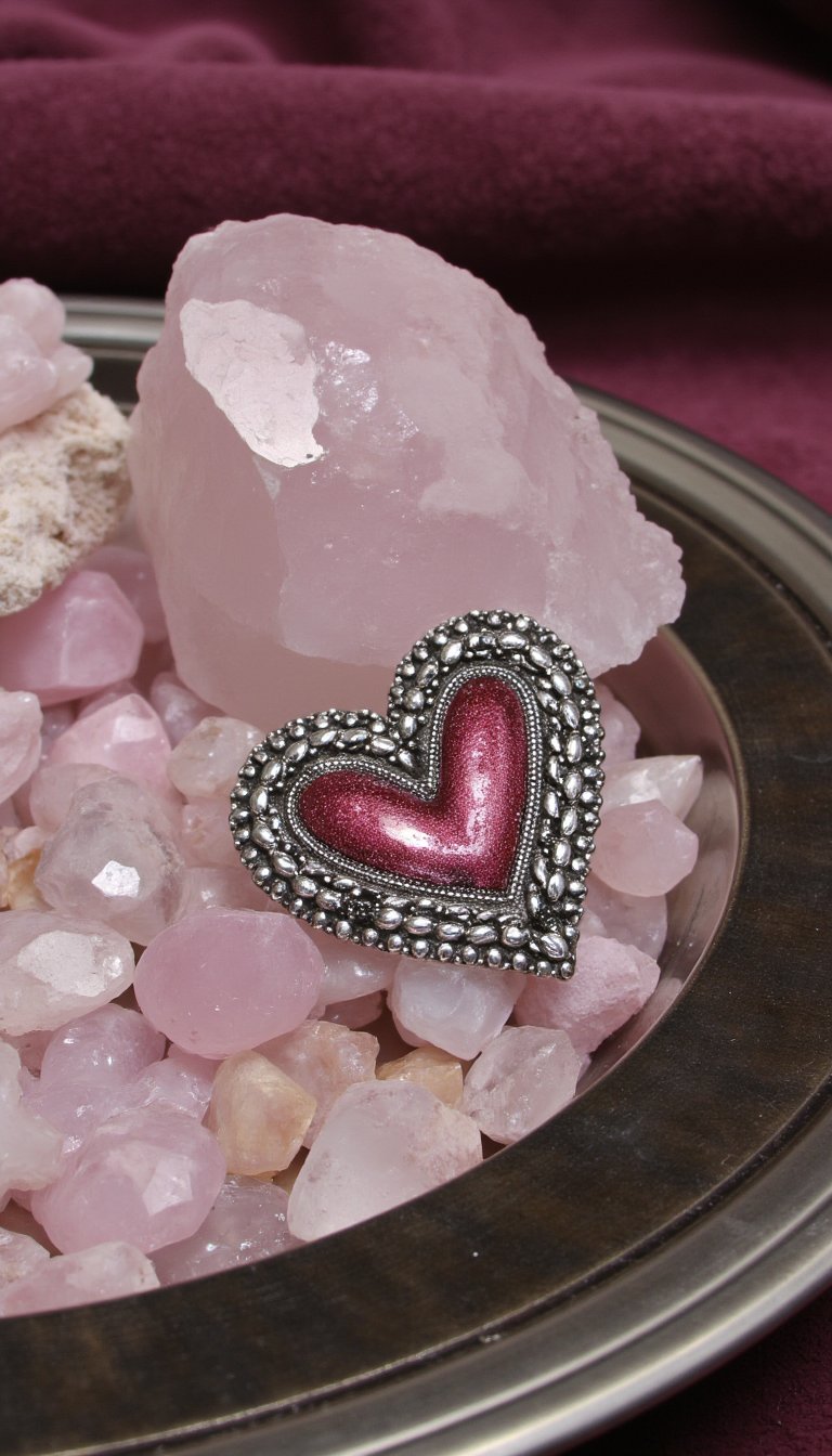 16. Antique Silver & Rose Quartz