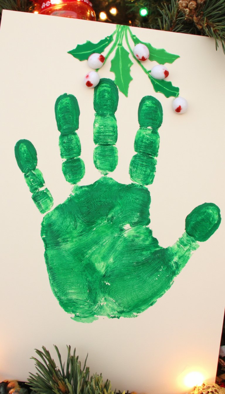 8. Mistletoe Handprint Keepsake