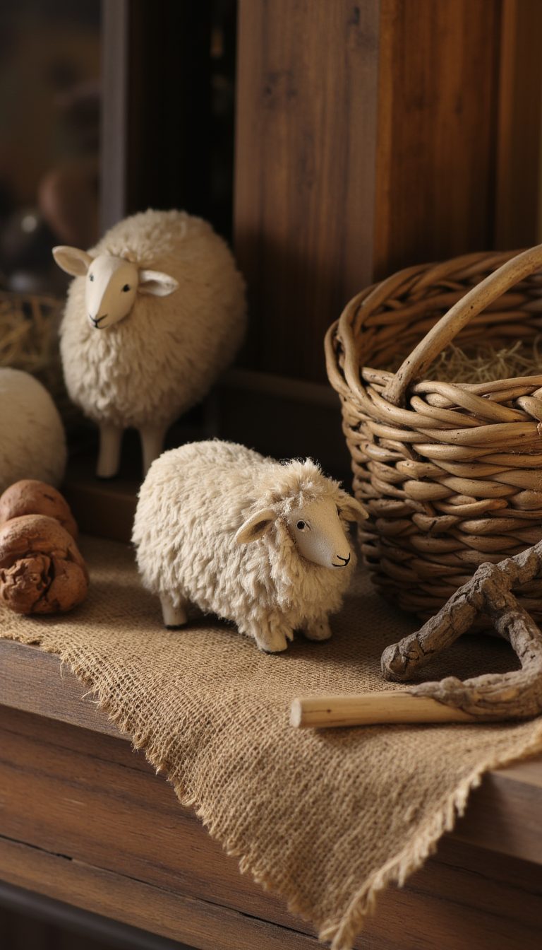 7. Shepherd-Themed Mantel Display