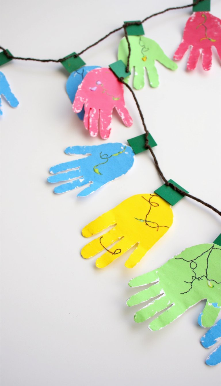 10. Christmas Light Handprint Garland