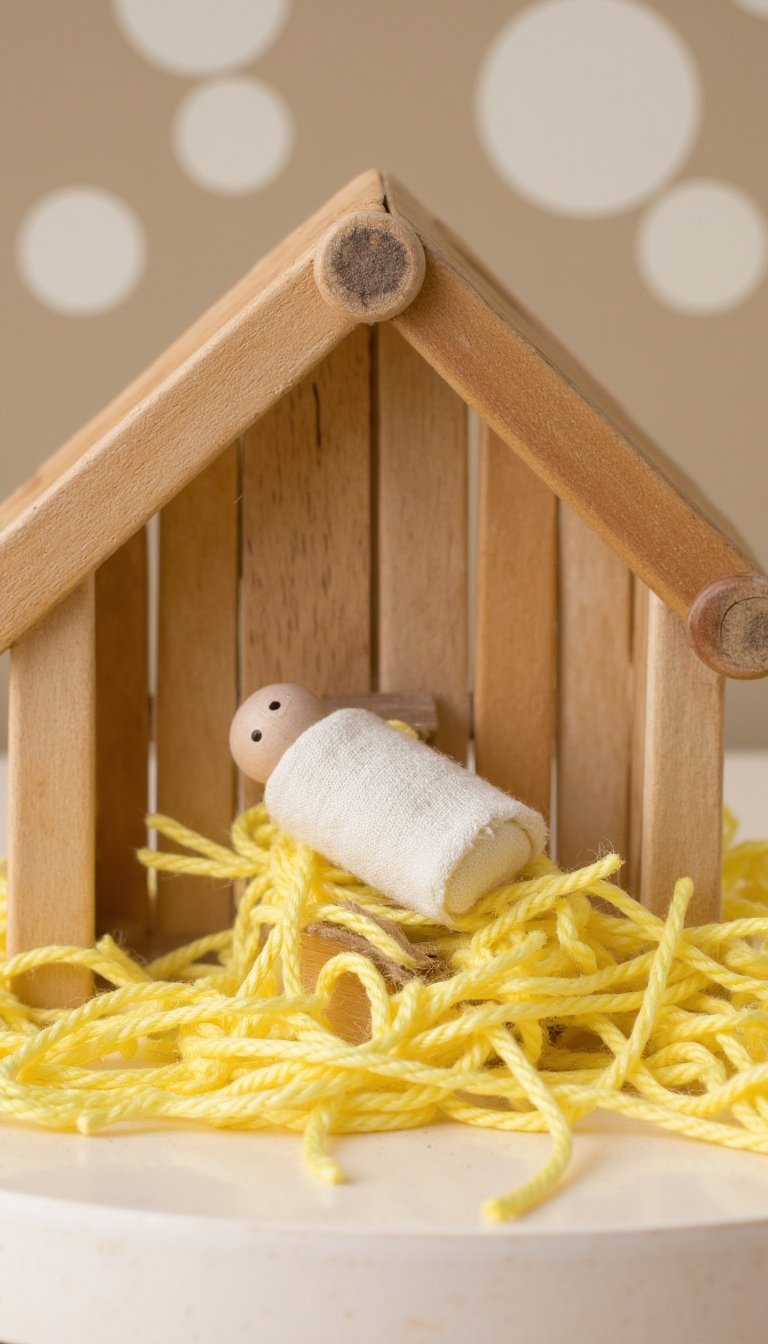 8. Popsicle Stick Manger Ornaments