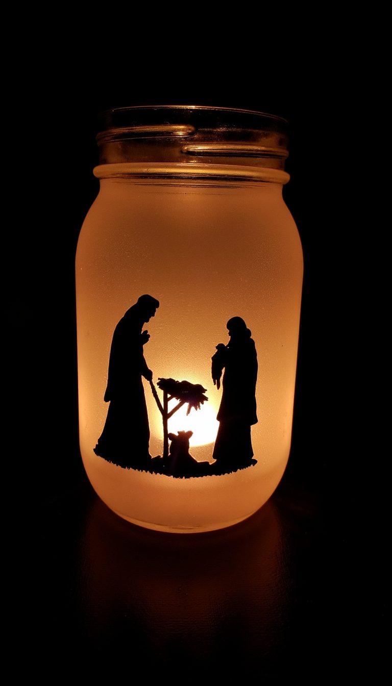 2. Manger Scene Mason Jar Luminary
