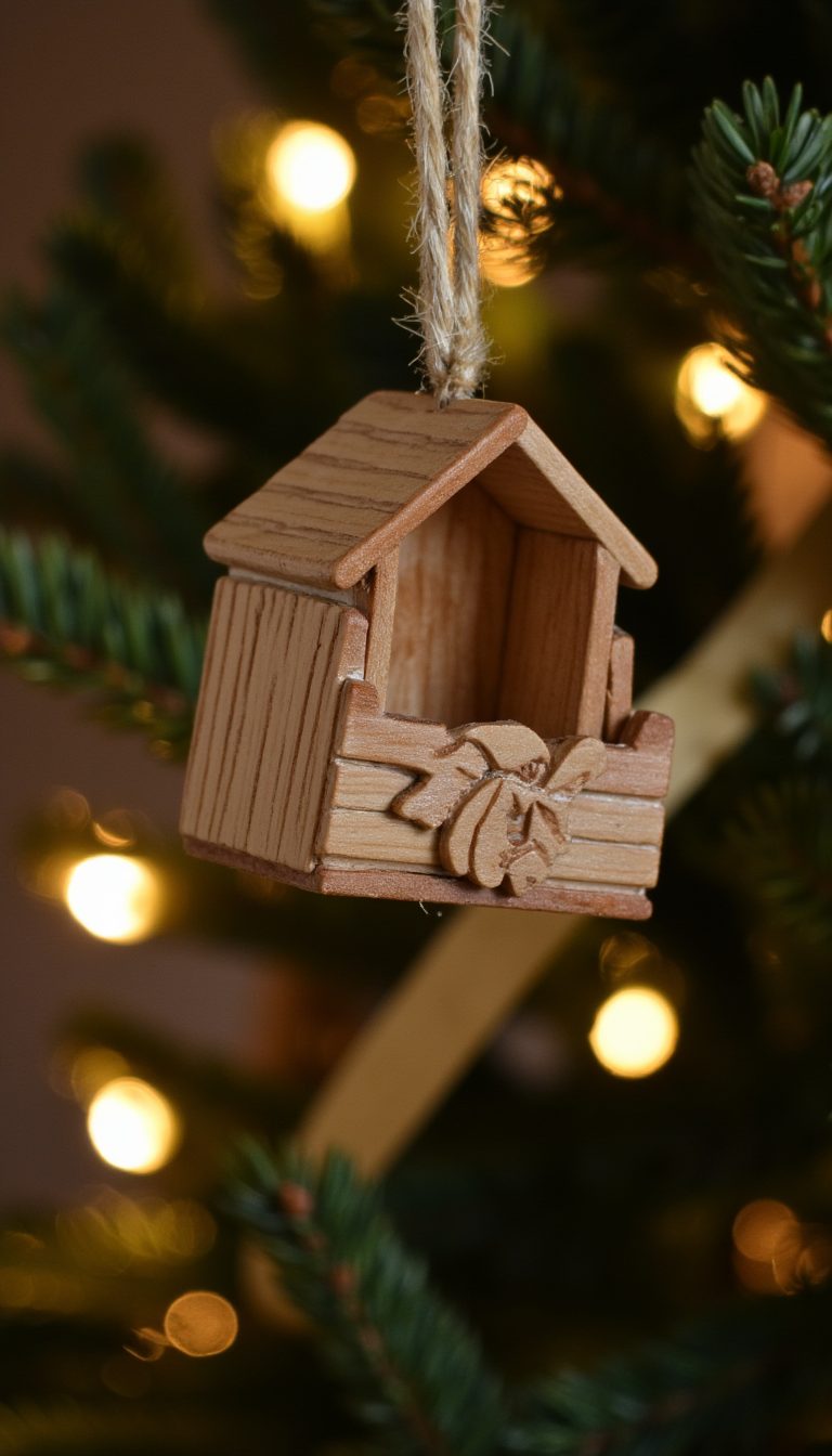 12. A Manger Cradle for Your Tree