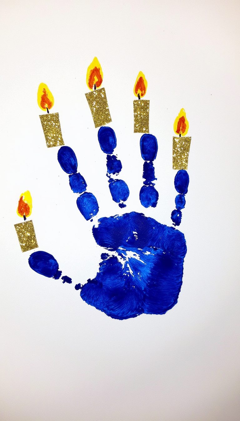 3. Glittering Handprint Menorah