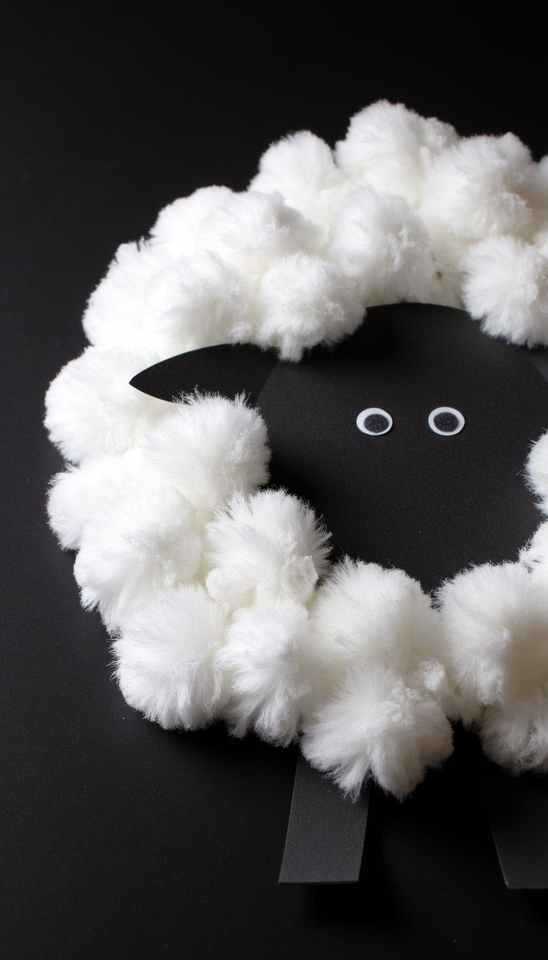 11. Sheep Cotton Ball Craft