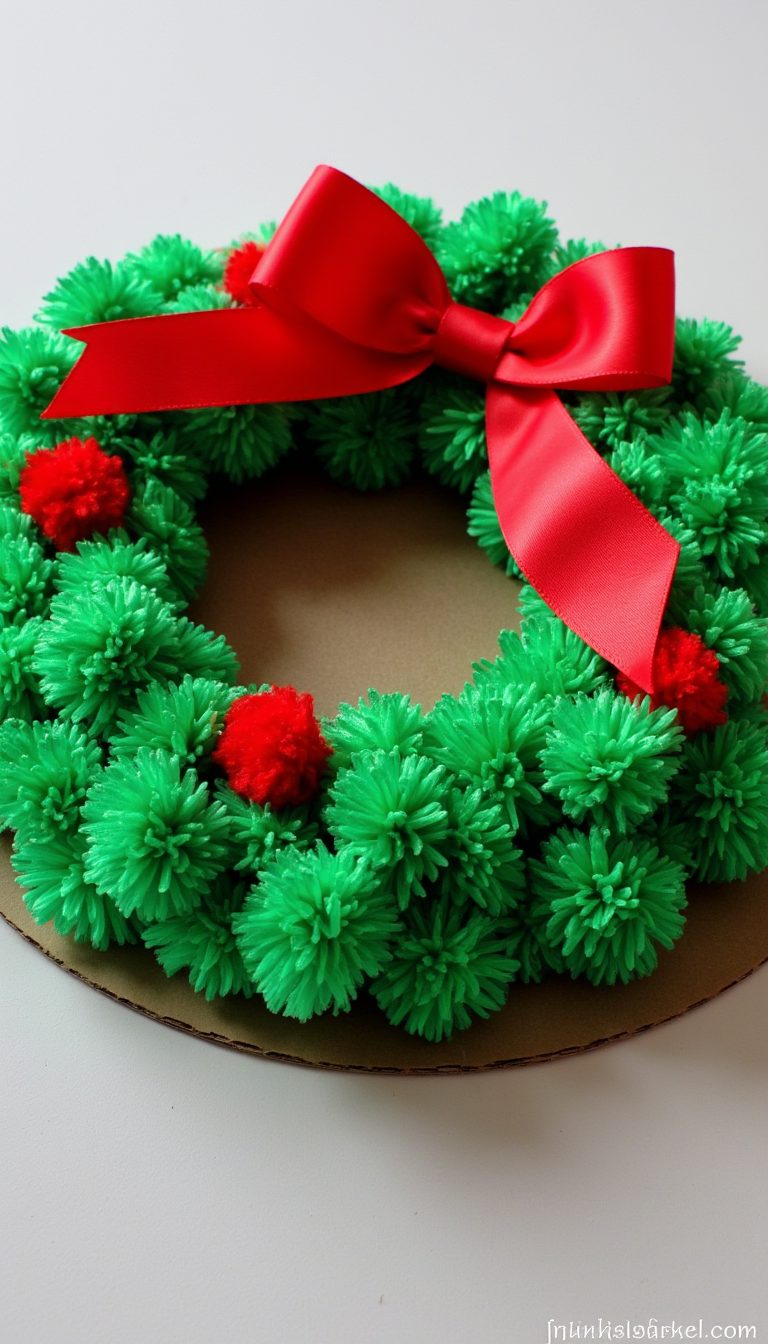 13. Pom-Pom Christmas Wreath
