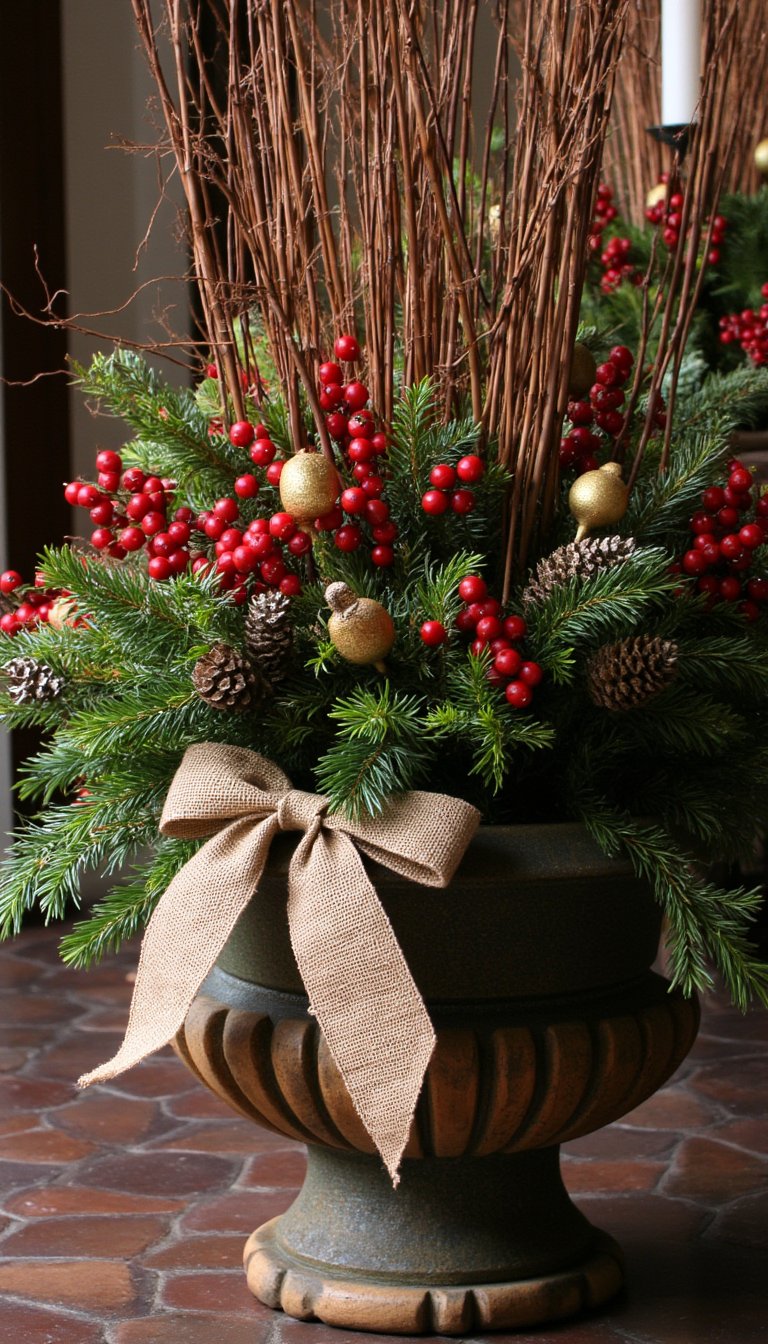 8. Evergreen Urns with a Twist